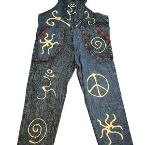 Rising International Blue Jumpsuit with Yellow Accents. NWT